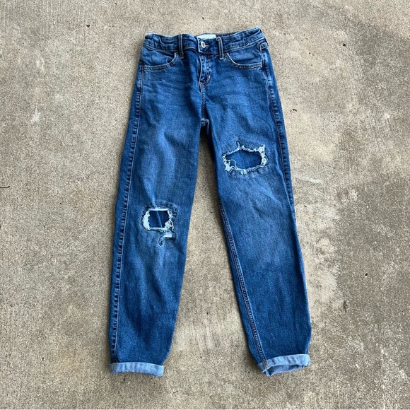abercrombie kids Other - Abercrombie Kids Mid Rise Boyfriend Jeans 11/12 Distressed Cuffed Blue